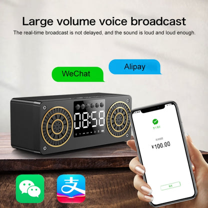 A10 Subwoofer Wooden Clock Bluetooth 5.0 Speaker, Support TF Card & U Disk Play & FM Radio(Yellow) - Desktop Speaker by buy2fix | Online Shopping UK | buy2fix