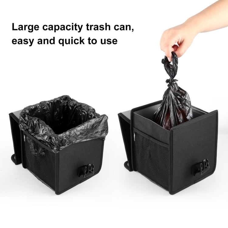 FUNADD Portable Folding Car Back Seat Hook Garbage Can Car Storage Box (Black) - Seat Accessories by FunAdd | Online Shopping UK | buy2fix