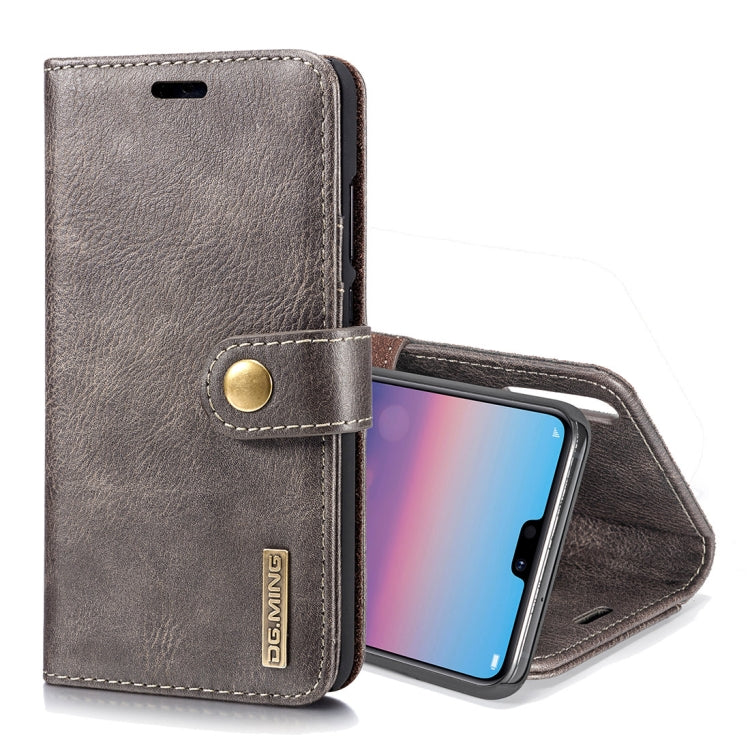 Crazy Horse Texture Flip Detachable Magnetic Leather Case for Huawei P20, with Holder & Card Slots & Wallet (Grey) - Huawei Cases by DG.MING | Online Shopping UK | buy2fix