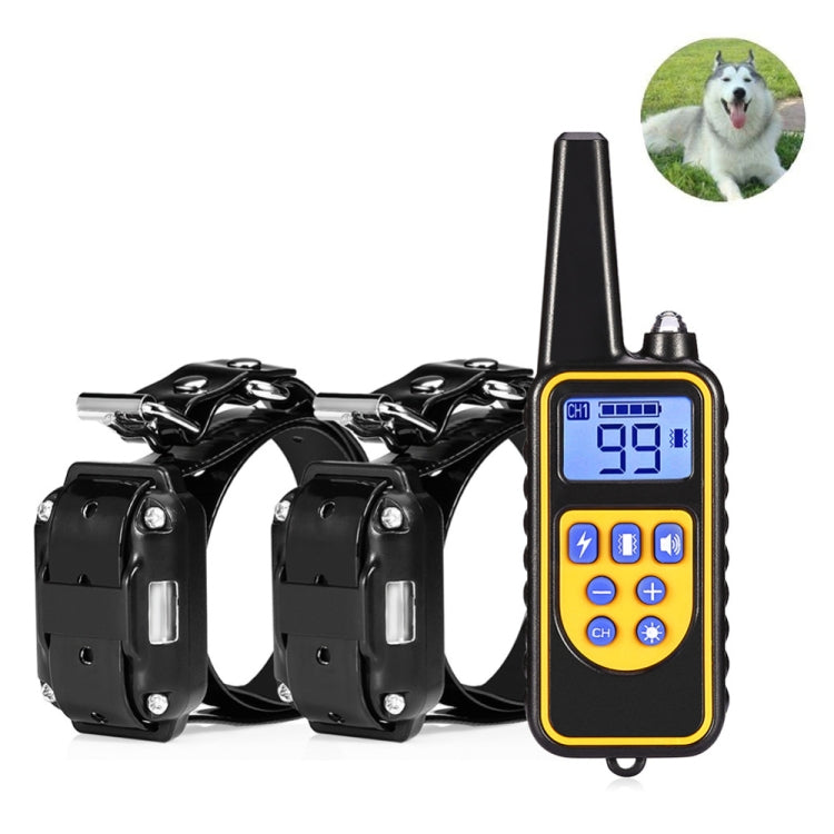 880-2 800 Yards Rechargeable Remote Control Collar Dog Training Device Anti Barking Device(Black Black) - Training Aids by buy2fix | Online Shopping UK | buy2fix