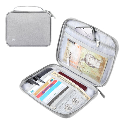 HAWEEL Passport Wallet Document Organizer Credit Cards Case Bag with Handle (Grey) - Card & Passport Bags by HAWEEL | Online Shopping UK | buy2fix