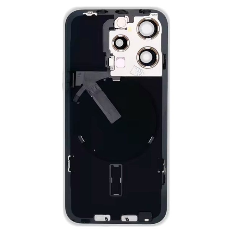 For iPhone 15 Pro Glass Battery Back Cover with Flash Bracket + Wireless Charging Module(Black) - Back Cover by buy2fix | Online Shopping UK | buy2fix