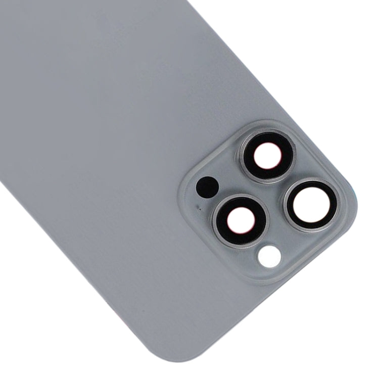 For iPhone 15 Pro Glass Battery Back Cover with Flash Bracket + Wireless Charging Module(Titanium gray) - Back Cover by buy2fix | Online Shopping UK | buy2fix