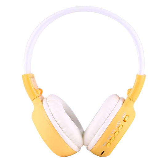 BS-N65 Headband Folding Stereo HiFi Wireless Headphone Headset with LCD Screen & TF Card Slot & LED Indicator Light & FM Function(Yellow) - Headset & Headphone by buy2fix | Online Shopping UK | buy2fix