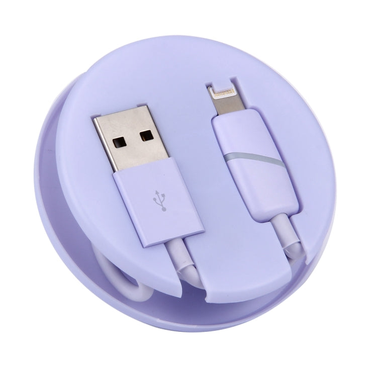 1m Circular Bobbin Gift Box Style 8 Pin to USB Data Sync Cable with Indicator for iPhone, iPad(Purple) - Normal Style Cable by buy2fix | Online Shopping UK | buy2fix