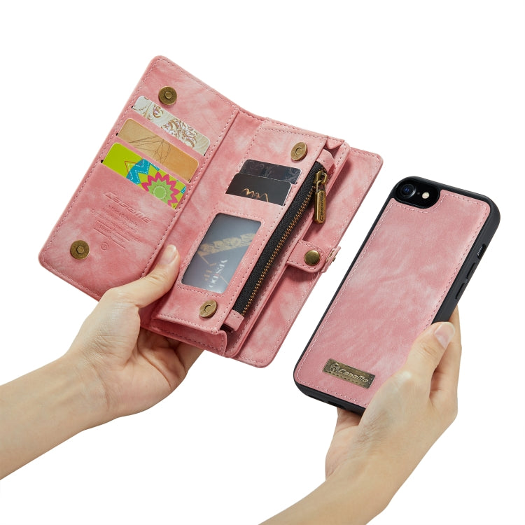 CaseMe for  iPhone 8 & 7  Multifunctional Leather Billfold with Detachable Magnetic PC Back Protective Case & Holder & 10 Card Slots & 3 Cash Slots & 1 Zipper Wallet & 2 Photo Frames & 3 Magnetic Clasps(Pink) - More iPhone Cases by CaseMe | Online Shopping UK | buy2fix