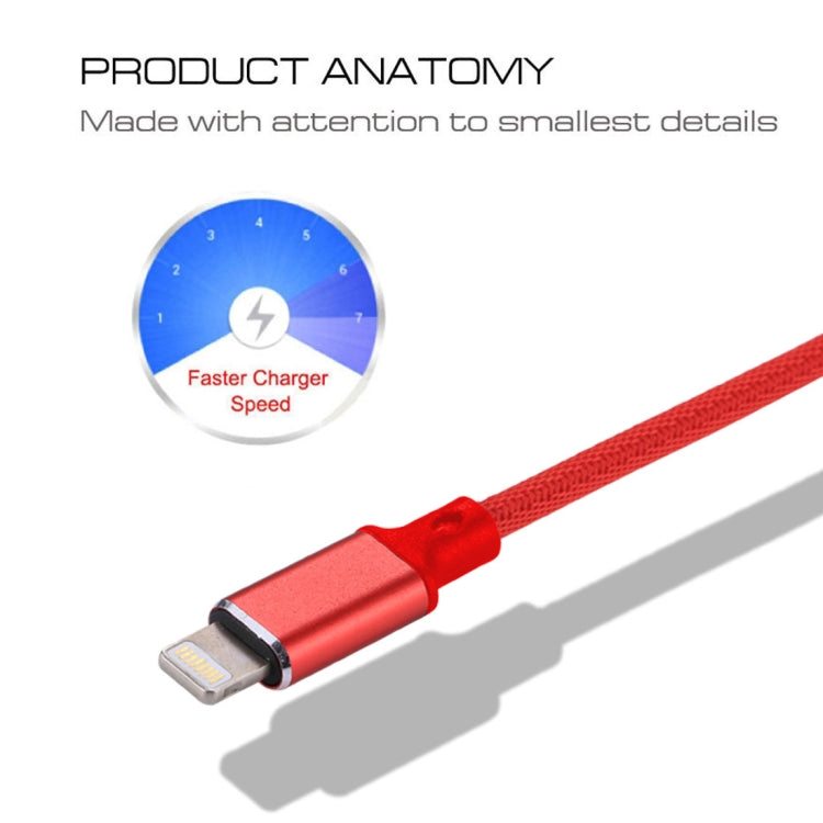 1m 2A USB to 8 Pin Nylon Weave Style Data Sync Charging Cable(Red) - Normal Style Cable by buy2fix | Online Shopping UK | buy2fix