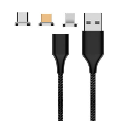 M11 3 in 1 5A USB to 8 Pin + Micro USB + USB-C / Type-C Nylon Braided Magnetic Data Cable, Cable Length: 1m (Black) - Charging Cable & Head by buy2fix | Online Shopping UK | buy2fix