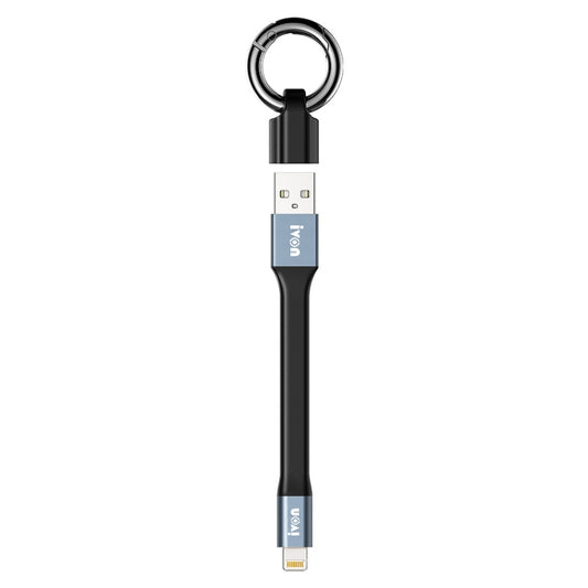 IVON CA90 2.4A USB to 8 Pin Portable Data Cable with Ring, Length: 14.5cm(Dark Gray) - Normal Style Cable by IVON | Online Shopping UK | buy2fix