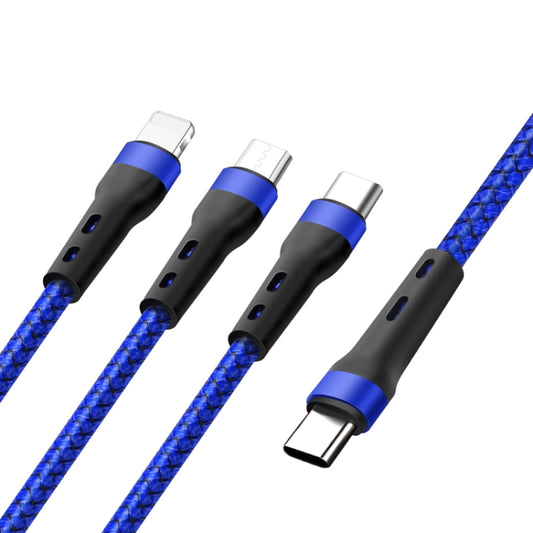 100W 6A Type-C to 8 Pin+Type-C+Micro USB Charging Data Cable, 1.3m(Blue) - Multifunction Cable by buy2fix | Online Shopping UK | buy2fix