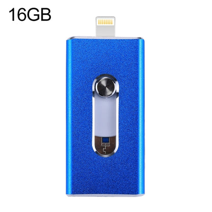 RQW-02  3 in 1 USB 2.0 & 8 Pin & Micro USB 16GB Flash Drive(Blue) - U Disk & Card Reader by buy2fix | Online Shopping UK | buy2fix