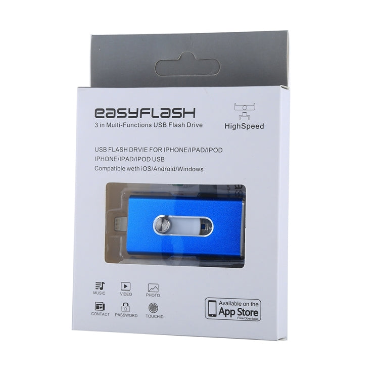 RQW-02  3 in 1 USB 2.0 & 8 Pin & Micro USB 16GB Flash Drive(Blue) - U Disk & Card Reader by buy2fix | Online Shopping UK | buy2fix