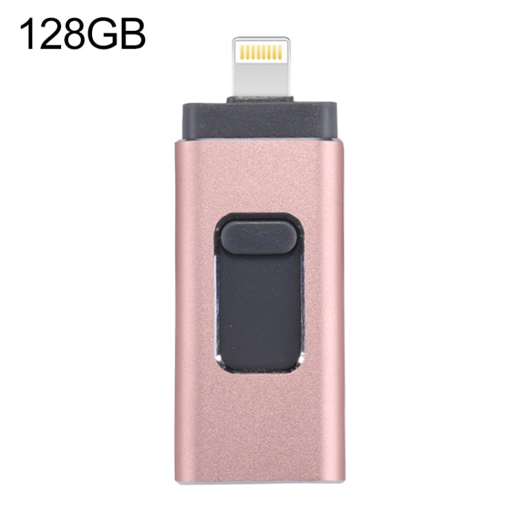 easyflash RQW-01B 3 in 1 USB 2.0 & 8 Pin & Micro USB 128GB Flash Drive(Rose Gold) - U Disk & Card Reader by buy2fix | Online Shopping UK | buy2fix