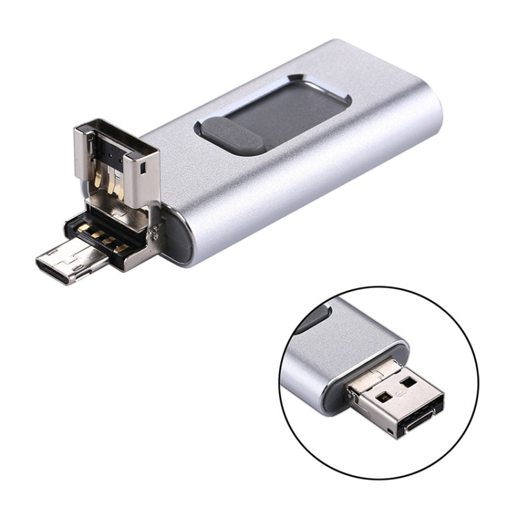 easyflash RQW-01B 3 in 1 USB 2.0 & 8 Pin & Micro USB 16GB Flash Drive(Silver) - U Disk & Card Reader by buy2fix | Online Shopping UK | buy2fix