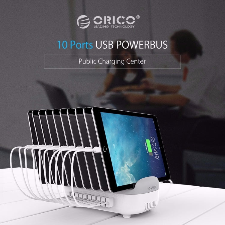 ORICO DUK-10P 120W 10 USB Ports Smart Charging Station with Phone & Tablet Stand, UK Plug(Black) - Multifunction Charger by ORICO | Online Shopping UK | buy2fix