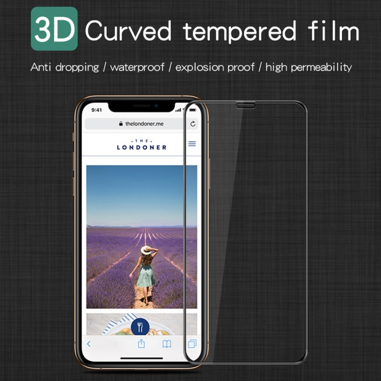 For iPhone XR MOFI 9H 3D Explosion-proof Curved Screen Tempered Glass Film (Black) - iPhone XR Tempered Glass by MOFI | Online Shopping UK | buy2fix