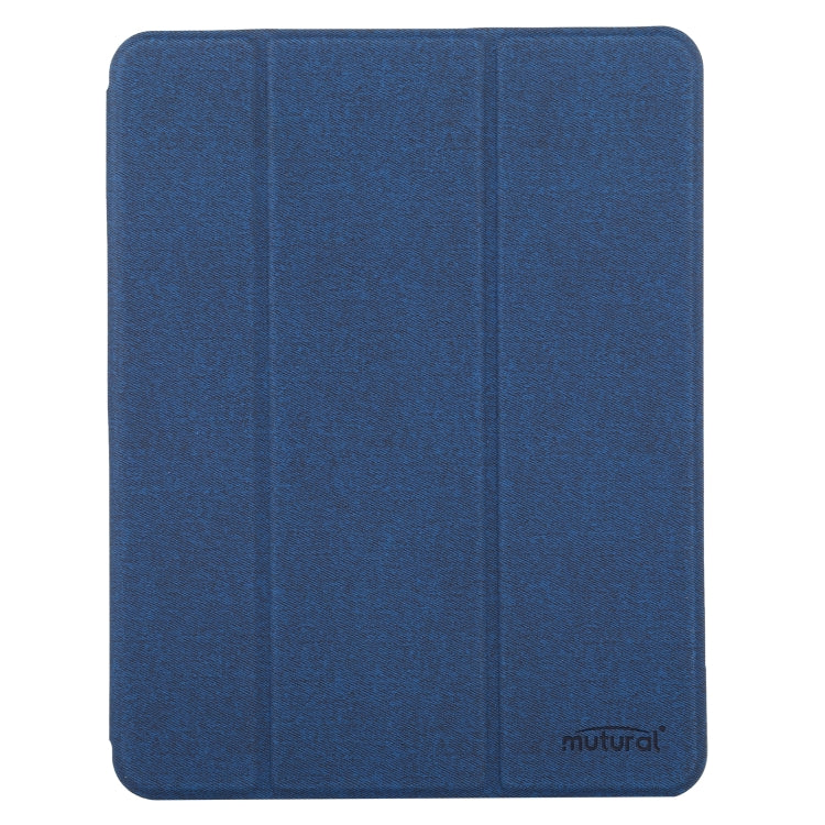 Mutural YASHI Series TPU + PU Cloth Pattern Texture Horizontal Flip Leather Case with Three-folding Holder & Pen Slot & Wake-up / Sleep Function For iPad Air 2022 / 2020 10.9(Blue) - iPad Air (2022) / (2020) 10.9 Cases by Mutural | Online Shopping UK | buy2fix