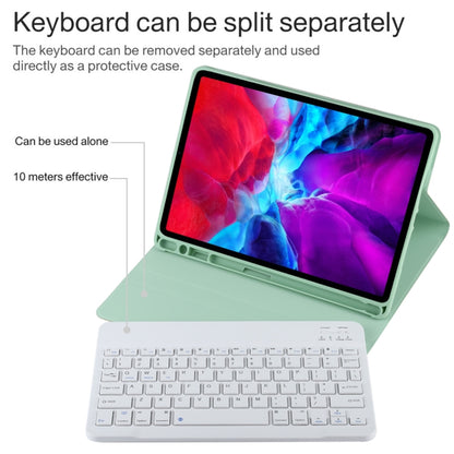 TG11B Detachable Bluetooth White Keyboard + Microfiber Leather Tablet Case for iPad Pro 11 inch (2020), with Pen Slot & Holder (Green) - For iPad Pro by buy2fix | Online Shopping UK | buy2fix