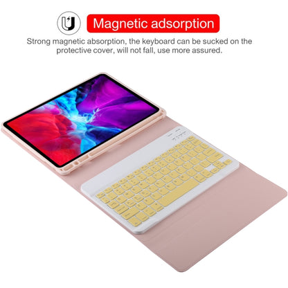 TG11B Detachable Bluetooth Yellow Keyboard + Microfiber Leather Tablet Case for iPad Pro 11 inch (2020), with Pen Slot & Holder (Pink) - For iPad Pro by buy2fix | Online Shopping UK | buy2fix