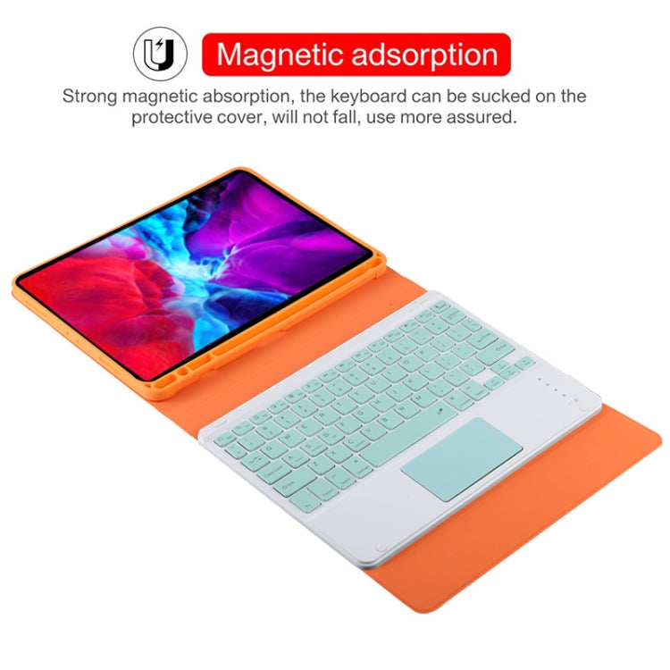 TG11BC Detachable Bluetooth Green Keyboard Microfiber Leather Tablet Case for iPad Pro 11 inch (2020), with Touchpad & Pen Slot & Holder (Orange) - For iPad Pro by buy2fix | Online Shopping UK | buy2fix