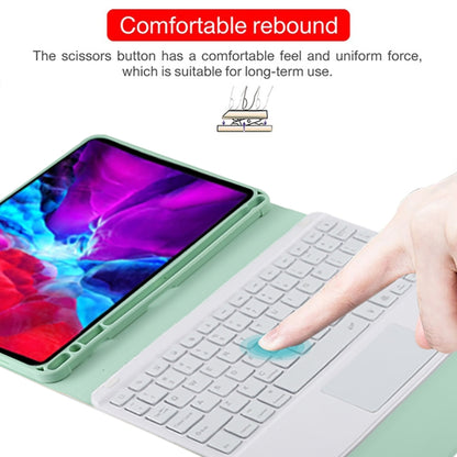 TG11BCS Detachable Bluetooth White Keyboard Microfiber Leather Tablet Case for iPad Pro 11 inch (2020), with Backlight & Touchpad & Pen Slot & Holder (Green) - For iPad Pro by buy2fix | Online Shopping UK | buy2fix