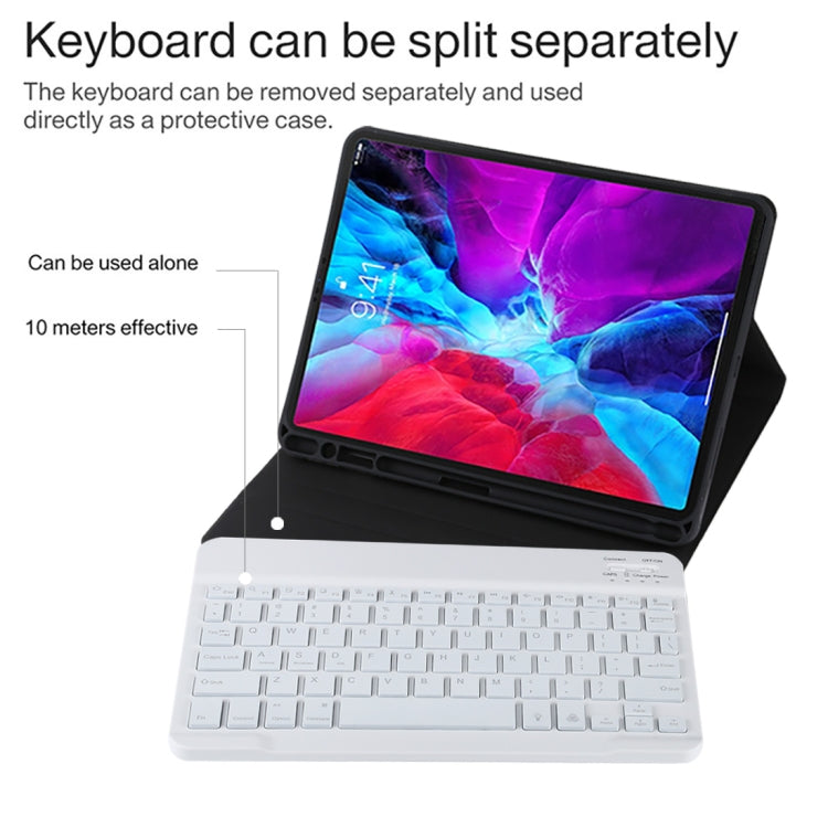 TG11BS Detachable Bluetooth White Keyboard Microfiber Leather Tablet Case for iPad Pro 11 inch (2020), with Backlight & Pen Slot & Holder (Black) - For iPad Pro by buy2fix | Online Shopping UK | buy2fix