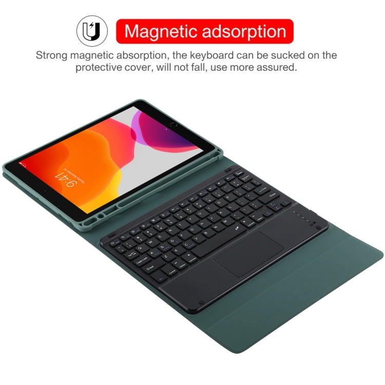 TG-102BC Detachable Bluetooth Black Keyboard + Microfiber Leather Tablet Case for iPad 10.2 inch / iPad Air (2019), with Touch Pad & Pen Slot & Holder(Dark Green) - For iPad Air by buy2fix | Online Shopping UK | buy2fix