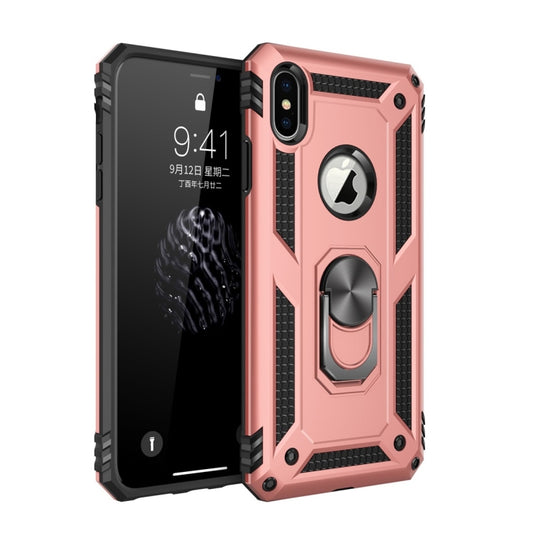 For iPhone X / XS Sergeant Armor Shockproof TPU + PC Protective Case with 360 Degree Rotation Holder (Rose Gold) - More iPhone Cases by buy2fix | Online Shopping UK | buy2fix