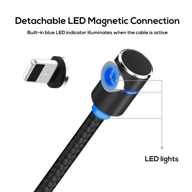 TOPK AM30 2m 2.4A Max USB to 8 Pin 90 Degree Elbow Magnetic Charging Cable with LED Indicator(Black) - Charging Cable & Head by TOPK | Online Shopping UK | buy2fix