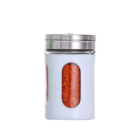 Stainless Steel Lid Glass Seasoning Jar Kitchen Supplies (White) - Condiment Bottles & Hip Flasks by buy2fix | Online Shopping UK | buy2fix