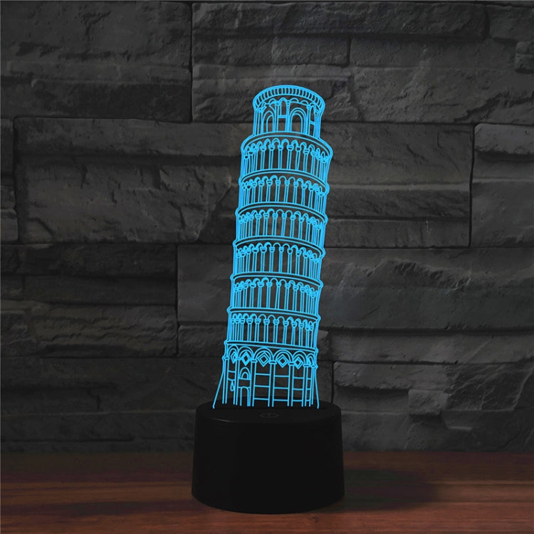 Paris Leaning Tower Shape 3D Colorful LED Vision Light Table Lamp, USB & Battery Version - Novelty Lighting by buy2fix | Online Shopping UK | buy2fix