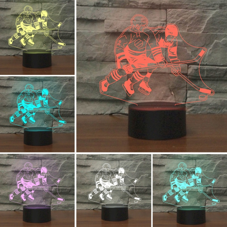 Playing Ice Hockey Shape 3D Colorful LED Vision Light Table Lamp, 16 Colors Remote Control Version - Novelty Lighting by buy2fix | Online Shopping UK | buy2fix