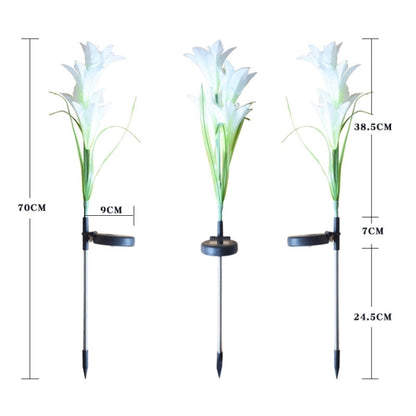 Simulated Lily Flower 4 Heads Solar Powered Outdoor IP55 Waterproof LED Decorative Lawn Lamp, White Light (Pink) - Solar Lights by buy2fix | Online Shopping UK | buy2fix