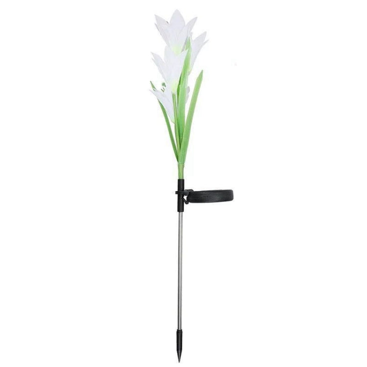 Simulated Lily Flower 4 Heads Solar Powered Outdoor IP55 Waterproof LED Decorative Lawn Lamp, White Light (White) - Solar Lights by buy2fix | Online Shopping UK | buy2fix