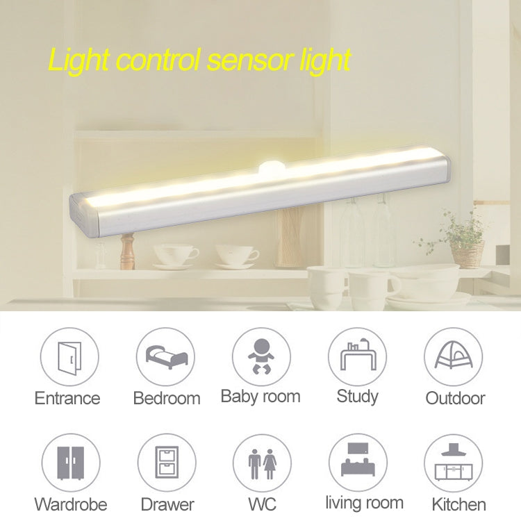 2W 10 LEDs Warm White Light Wide Screen Intelligent Human Body Sensor Light LED Corridor Cabinet Light, Battery Version - Sensor LED Lights by buy2fix | Online Shopping UK | buy2fix