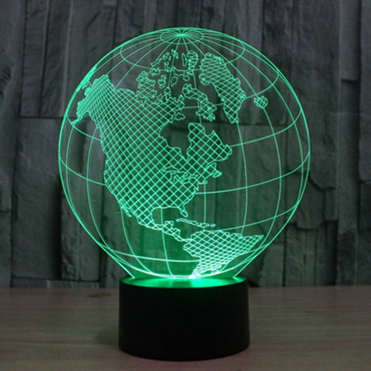 America Globe Style 3D Touch Switch Control LED Light , 7 Colour Discoloration Creative Visual Stereo Lamp Desk Lamp Night Light - Novelty Lighting by buy2fix | Online Shopping UK | buy2fix