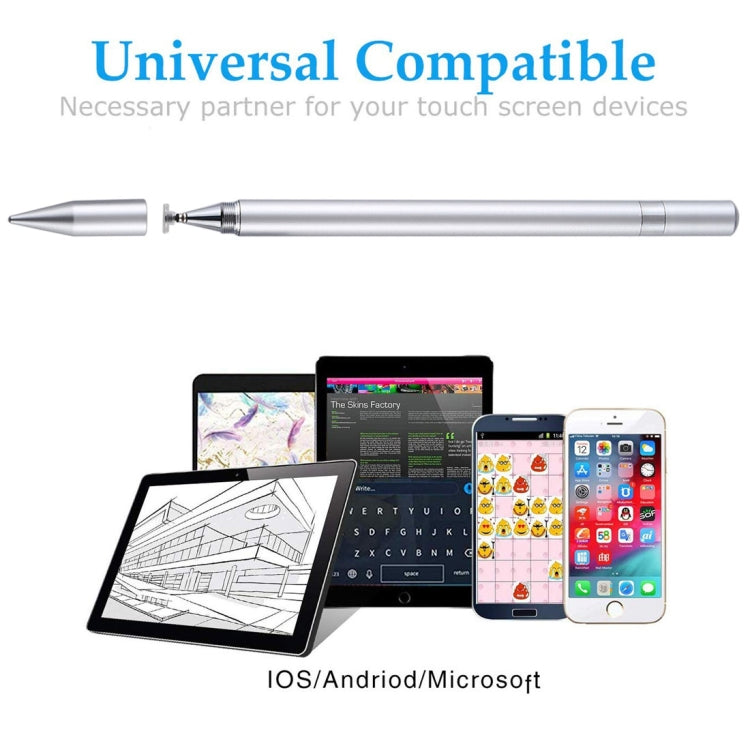 2 in 1 Stationery Writing Tools Metal Ballpoint Pen Capacitive Touch Screen Stylus Pen for Phones, Tablets (Silver) - Stylus Pen by buy2fix | Online Shopping UK | buy2fix