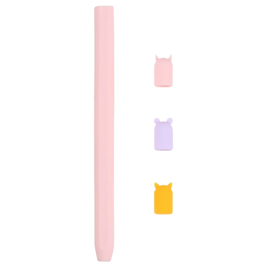 4 in 1 Stylus Pen Cartoon Animal Silicone Protective Case for Apple Pencil 2 (Pink) - Pencil Accessories by buy2fix | Online Shopping UK | buy2fix