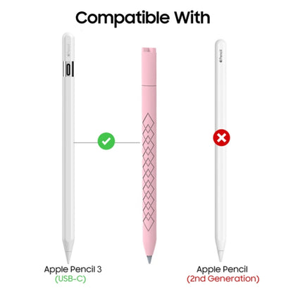 For Apple Pencil (USB-C) Diamond Pattern Silicone Stylus Pen Protective Case (White) - Pencil Accessories by buy2fix | Online Shopping UK | buy2fix