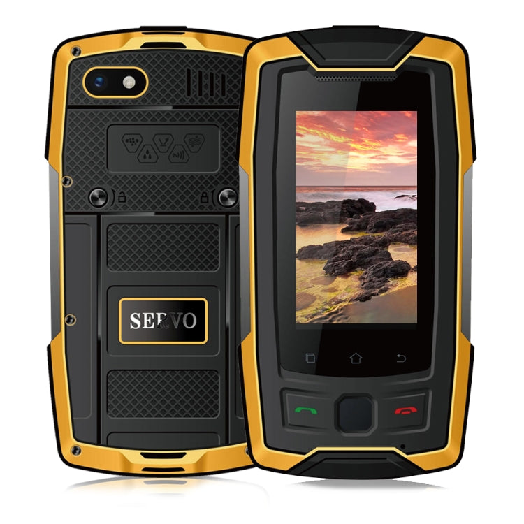 SERVO X7 Plus Rugged Phone, 2GB+16GB, IP68 Waterproof Dustproof Shockproof, Front Fingerprint Identification, 2.45 inch Android 6.0 MTK6737 Quad Core 1.3GHz, NFC, OTG, Network: 4G, Support Google Play(Yellow) - SERVO by SERVO | Online Shopping UK | buy2fix