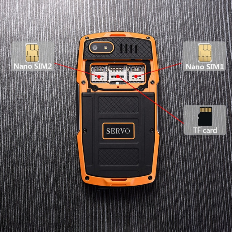 SERVO X7 Plus Rugged Phone, 2GB+16GB, IP68 Waterproof Dustproof Shockproof, Front Fingerprint Identification, 2.45 inch Android 6.0 MTK6737 Quad Core 1.3GHz, NFC, OTG, Network: 4G, Support Google Play(Yellow) - SERVO by SERVO | Online Shopping UK | buy2fix