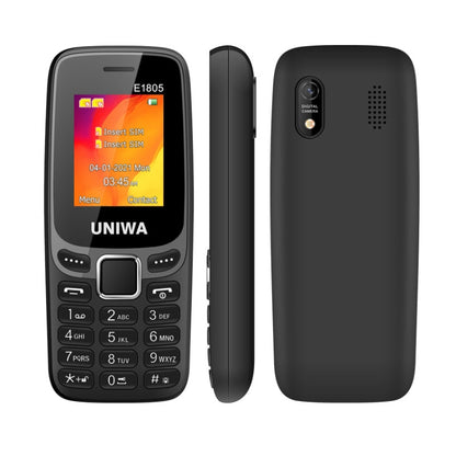 UNIWA E1805, 1.77 inch, SC6531E, 21 Keys, Support Bluetooth, Torch, FM, MP3, MP4, GSM, Dual SIM (Black) - UNIWA by UNIWA | Online Shopping UK | buy2fix