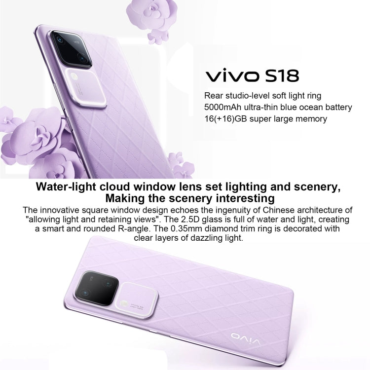 vivo S18, Dual Back Cameras, 12GB+512GB, Face ID Screen Fingerprint Identification, 6.78 inch Android 14.0 OriginOS 4 Snapdragon 7 Gen 3 Octa Core 2.63GHz, OTG, NFC, Network: 5G, Support Google Play (Silver) - vivo by vivo | Online Shopping UK | buy2fix