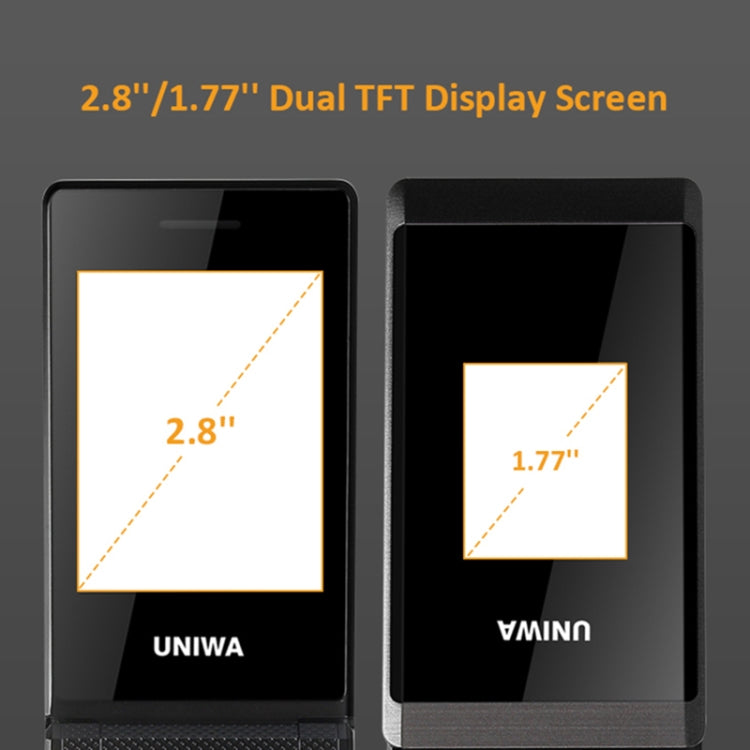 UNIWA X28 Dual-screen Flip Phone, 2.8 inch + 1.77 inch, MT6261D, Support Bluetooth, FM, SOS, GSM, Dual SIM(Gold) - UNIWA by UNIWA | Online Shopping UK | buy2fix