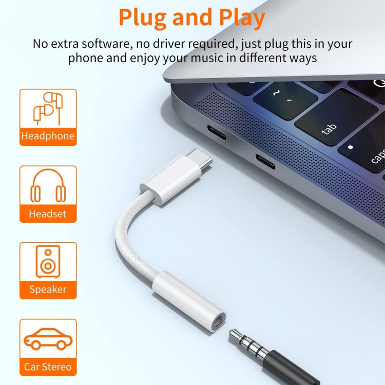 USB-C/Type-C to 3.5mm Audio Braided Adapter Cable - Type-C Adapter by buy2fix | Online Shopping UK | buy2fix
