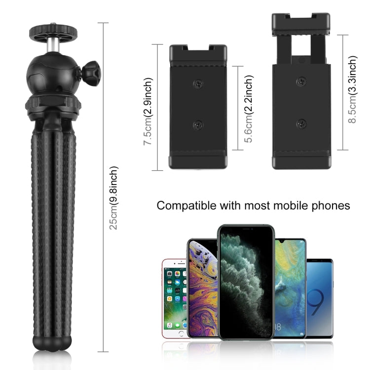 PULUZ Mini Octopus Flexible Tripod Holder with Ball Head & Phone Clamp + Tripod Mount Adapter & Long Screw for SLR Cameras, GoPro, Cellphone, Size: 25cmx4.5cm - Portable Mini Tripod by PULUZ | Online Shopping UK | buy2fix