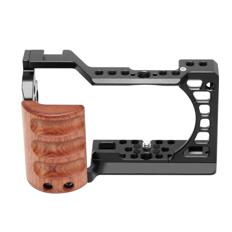 For Sony A6400 / A6300 / A6100 / A6000 PULUZ Wood Handle Metal Camera Cage Stabilizer Rig - Camera Cage by PULUZ | Online Shopping UK | buy2fix