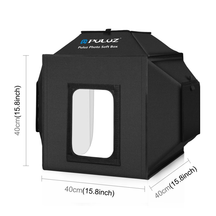 PULUZ 40cm Folding 72W 5500K Studio Shooting Tent Soft Box Photography Lighting Kit with 4 Colors (Black, Orange, White, Green) Backdrops(US Plug) -  by PULUZ | Online Shopping UK | buy2fix