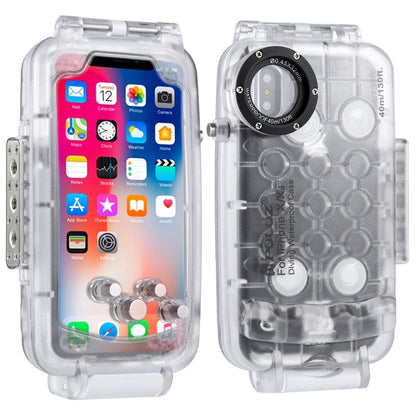 For iPhone X / XS PULUZ 40m/130ft Waterproof Diving Case, Photo Video Taking Underwater Housing Cover(Transparent) - More iPhone Cases by PULUZ | Online Shopping UK | buy2fix