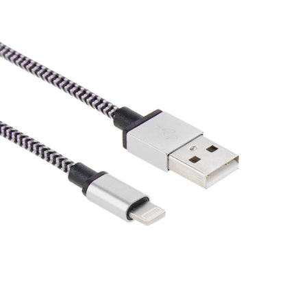 2A Woven Style USB to 8 Pin Sync Data / Charging Cable, Cable Length: 1m(Silver) - Normal Style Cable by buy2fix | Online Shopping UK | buy2fix